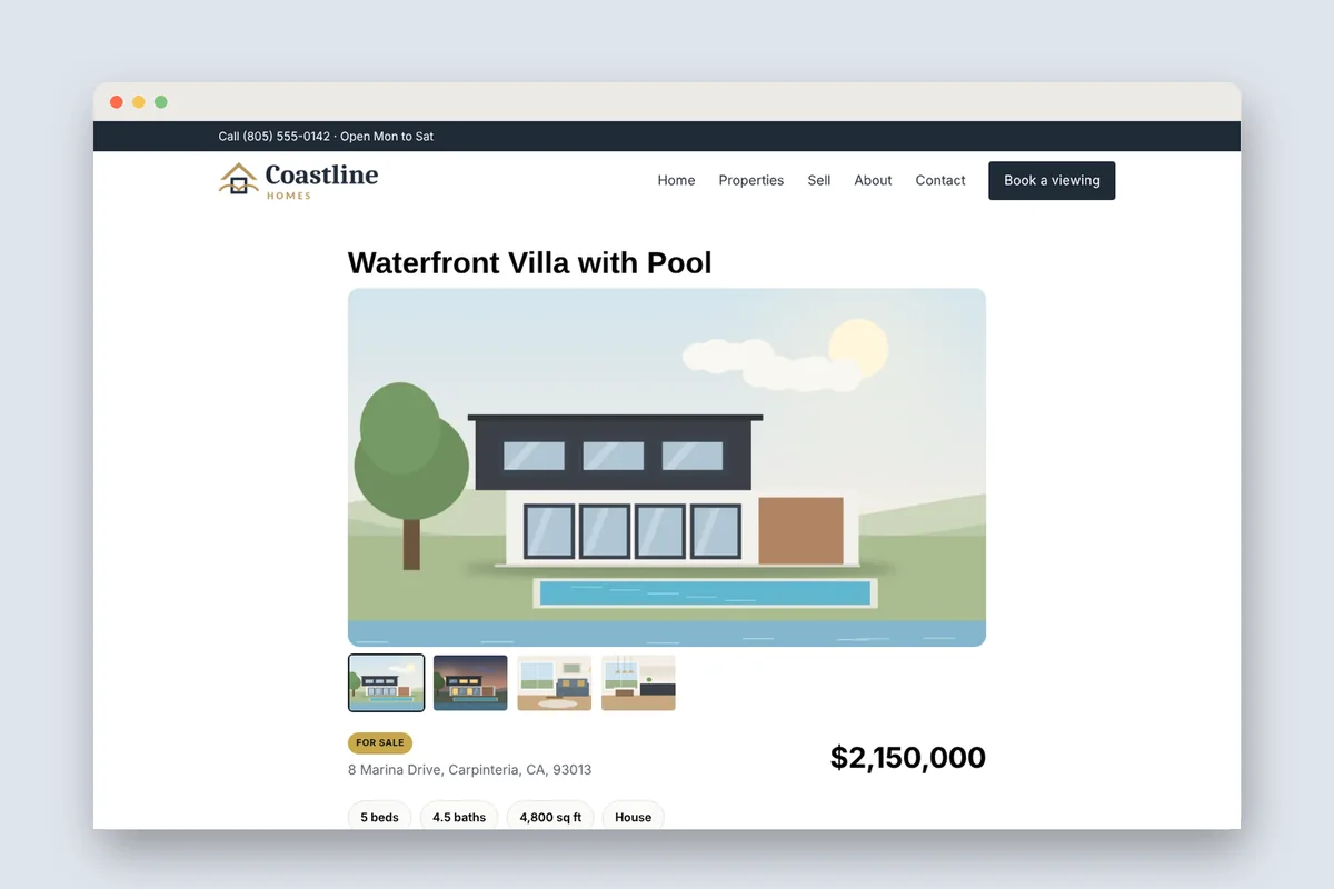 A property page made with the builder